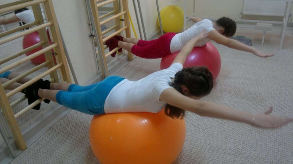 The variant of the exercise on the fitball