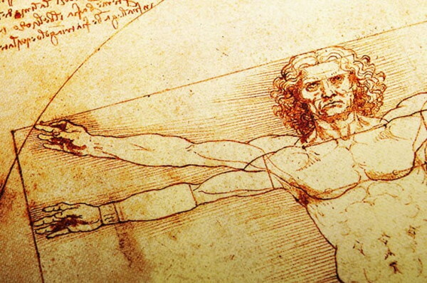 Da Vinci ideális férfi Vitruvius férfi. Jelentés és az aranymetszés
